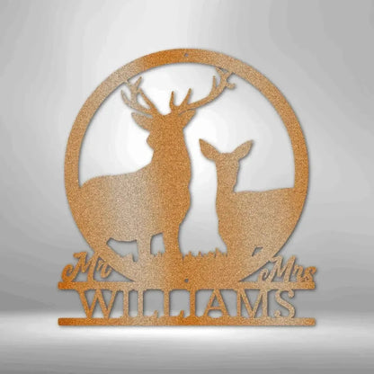 Custom Couples Stag and Doe Metal Art Sign