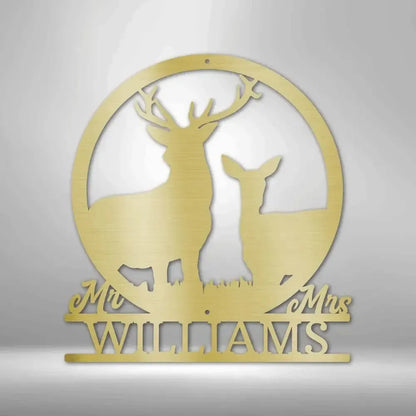 Custom Couples Stag and Doe Metal Art Sign