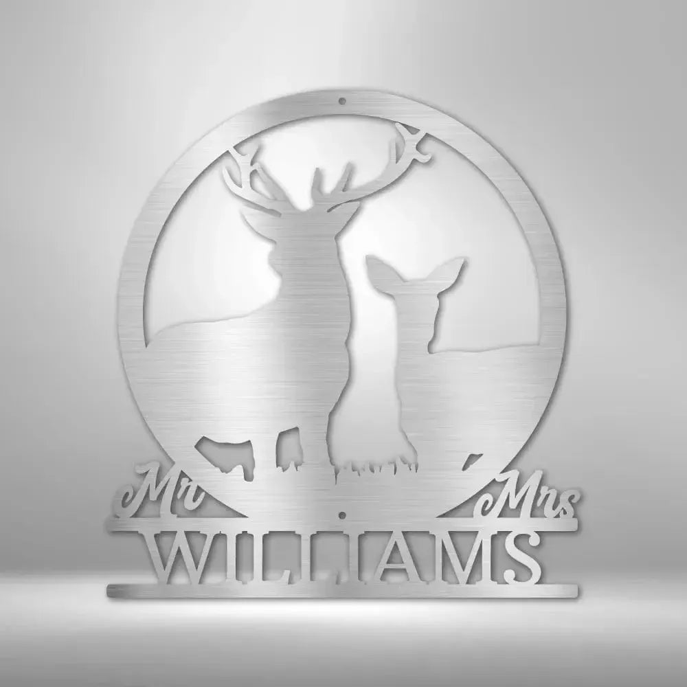 Custom Couples Stag and Doe Metal Art Sign