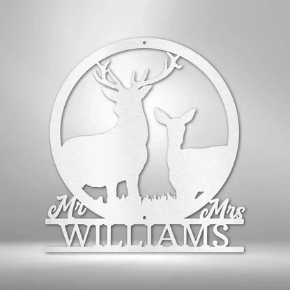 Custom Couples Stag and Doe Metal Art Sign