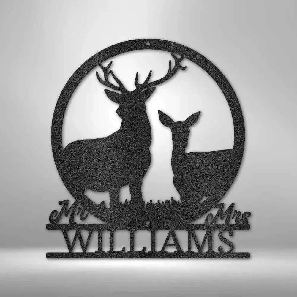 Custom Couples Stag and Doe Metal Art Sign
