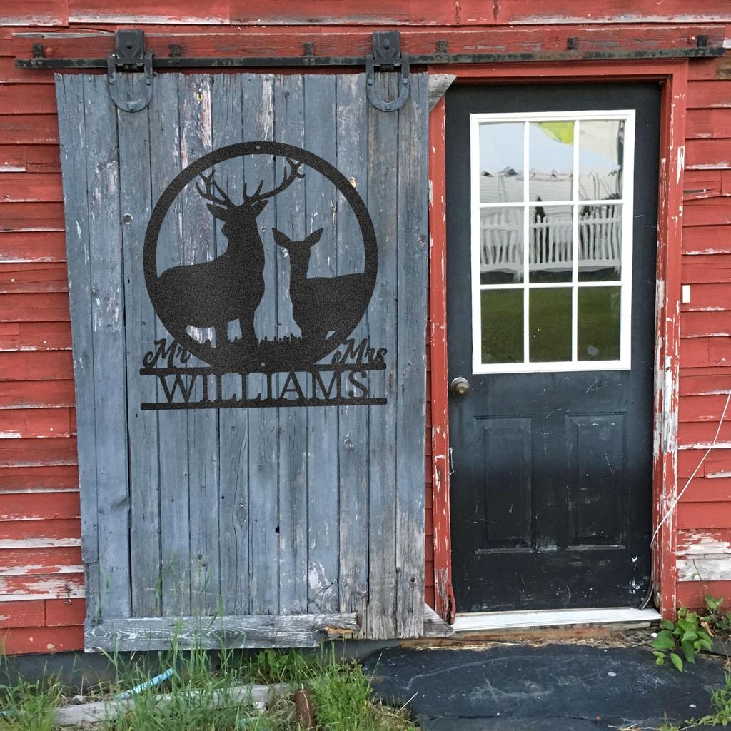 Custom Couples Stag and Doe Metal Art Sign