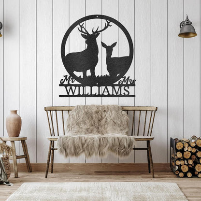 Custom Couples Stag and Doe Metal Art Sign