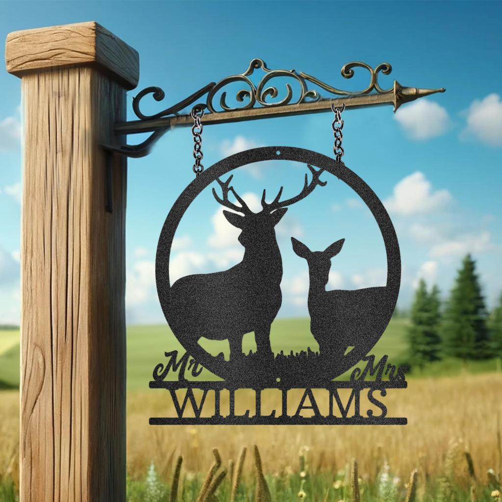 Custom Couples Stag and Doe Metal Art Sign
