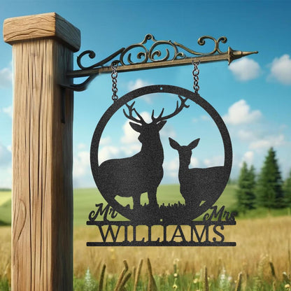Custom Couples Stag and Doe Metal Art Sign