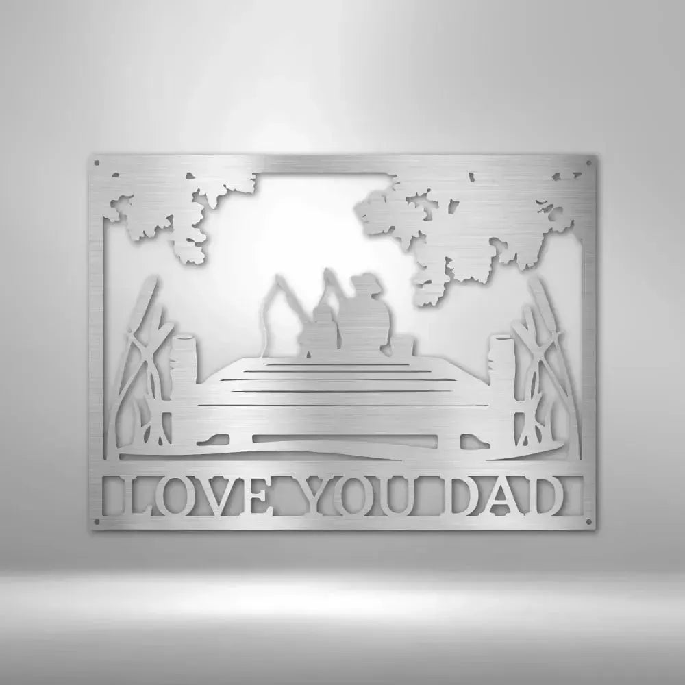 Custom Dad Son Fishing Buddies Metal Art Sign