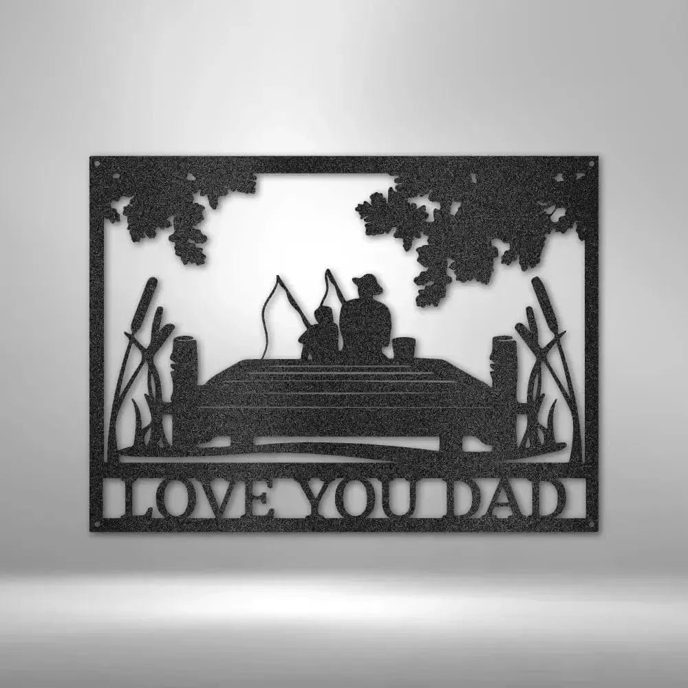 Custom Dad Son Fishing Buddies Metal Art Sign