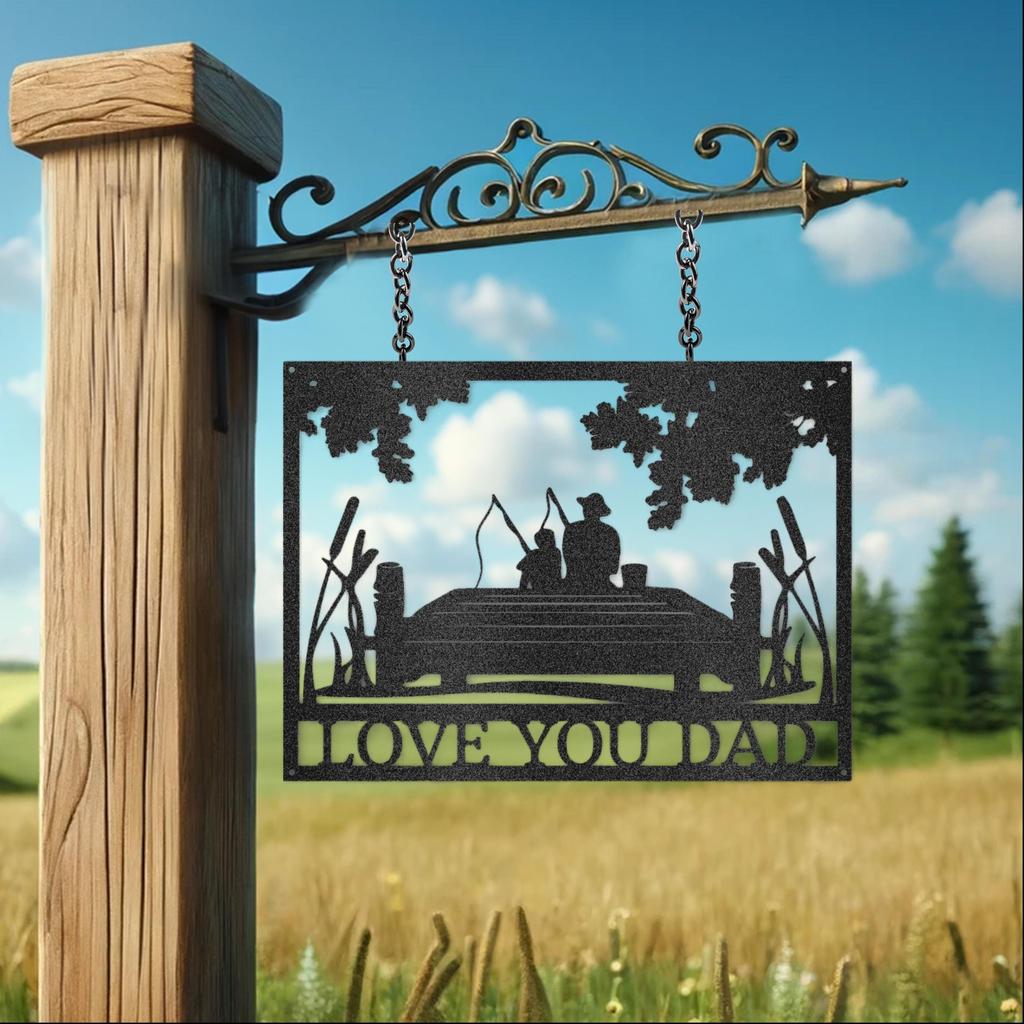 Custom Dad Son Fishing Buddies Metal Art Sign