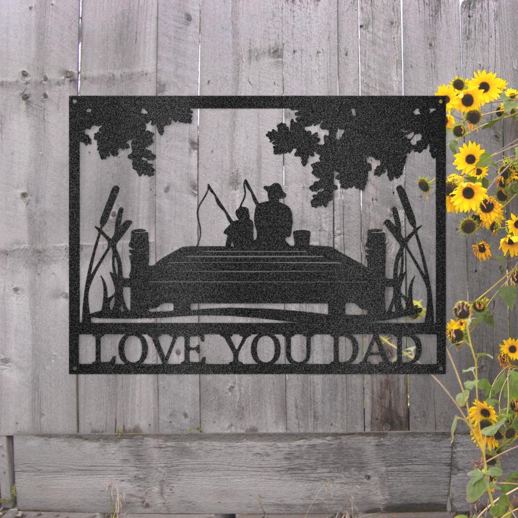 Custom Dad Son Fishing Buddies Metal Art Sign
