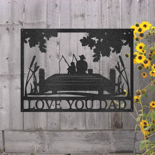 Custom Dad Son Fishing Buddies Metal Art Sign