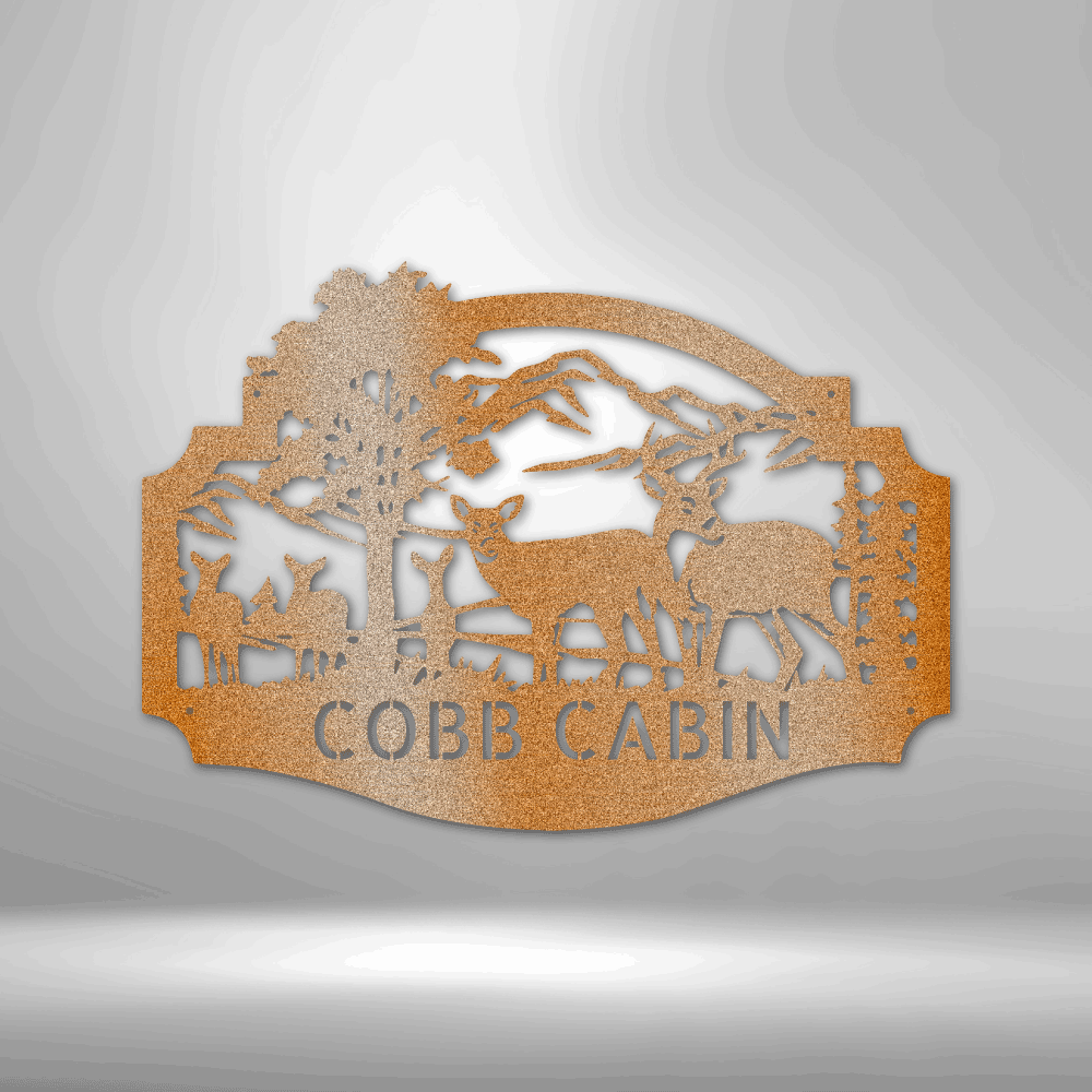 Custom Deer Family Metal Art Sign