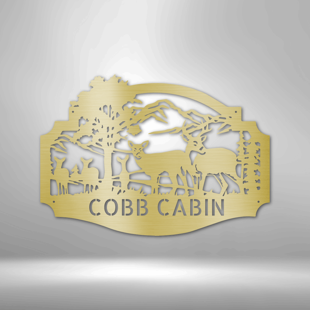 Custom Deer Family Metal Art Sign