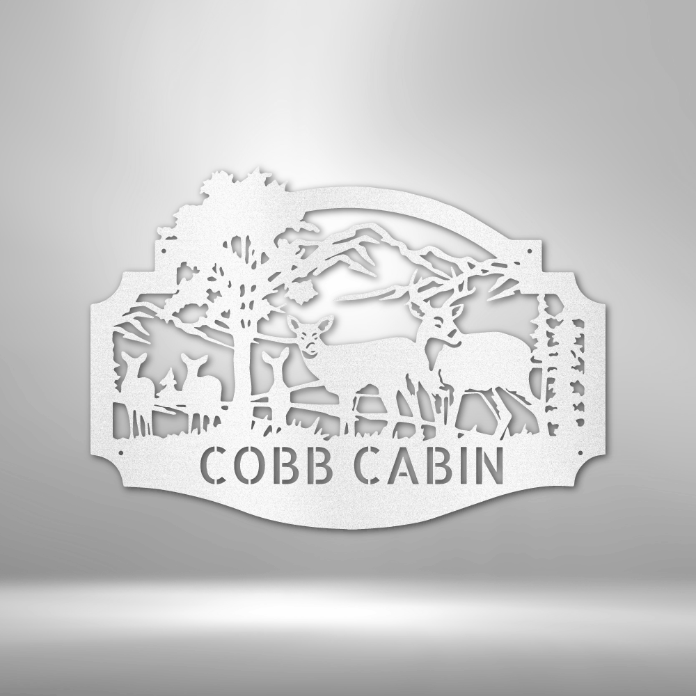 Custom Deer Family Metal Art Sign