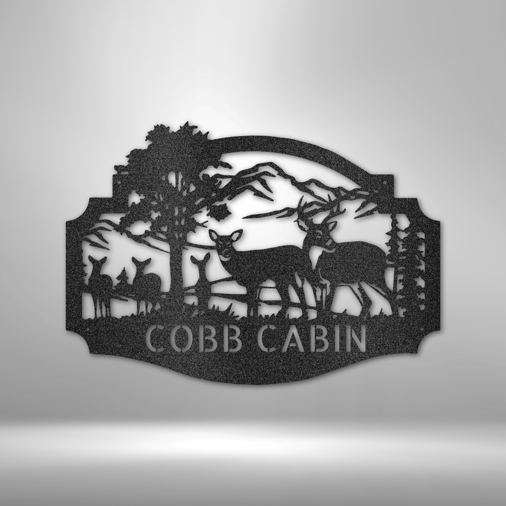Custom Deer Family Metal Art Sign