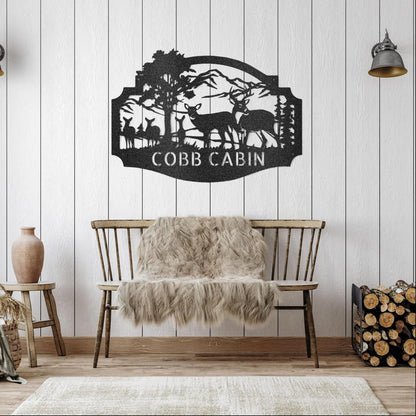 Custom Deer Family Metal Art Sign