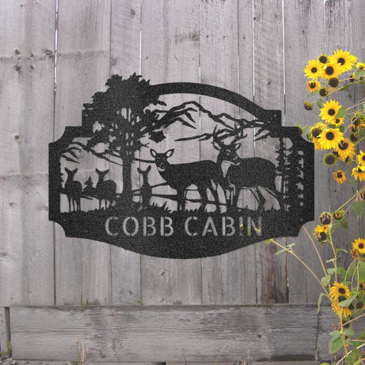 Custom Deer Family Metal Art Sign