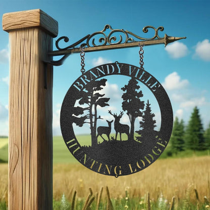 Custom Deer Scene Metal Art Sign