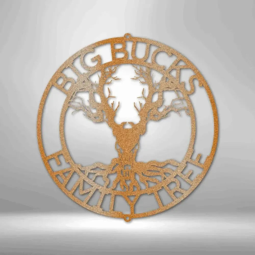 Custom Deer Skull and Tree Metal Art Sign
