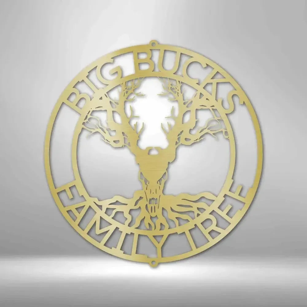 Custom Deer Skull and Tree Metal Art Sign