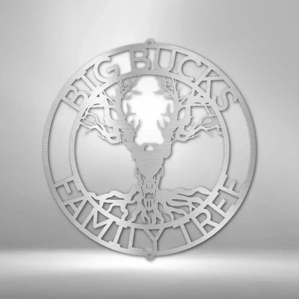 Custom Deer Skull and Tree Metal Art Sign