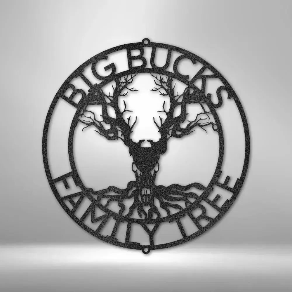 Custom Deer Skull and Tree Metal Art Sign