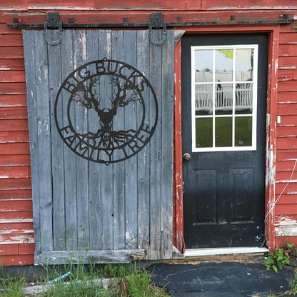Custom Deer Skull and Tree Metal Art Sign