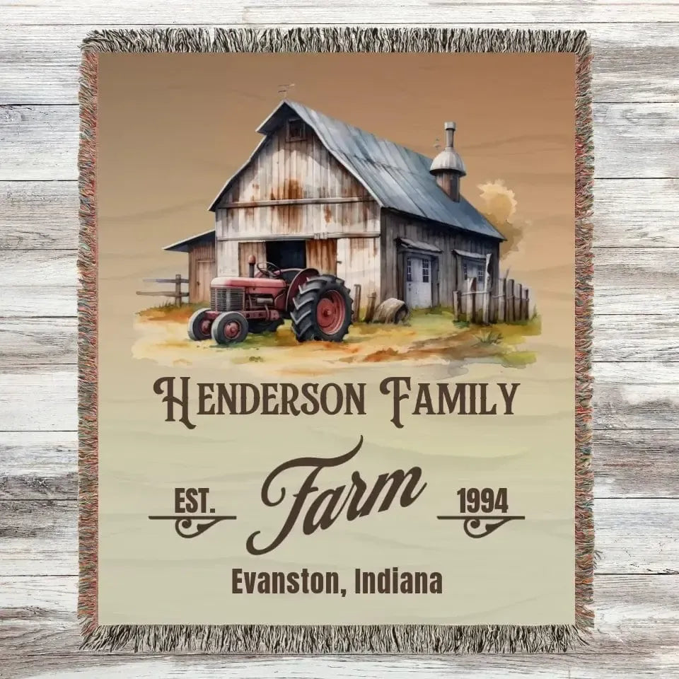Custom Family Farm Woven Blanket