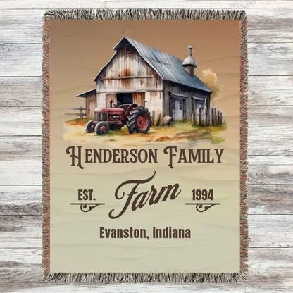 Custom Family Farm Woven Blanket