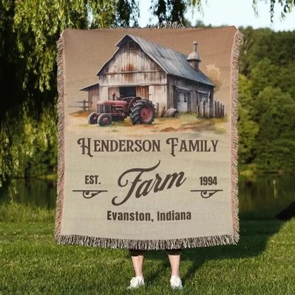 Custom Family Farm Woven Blanket