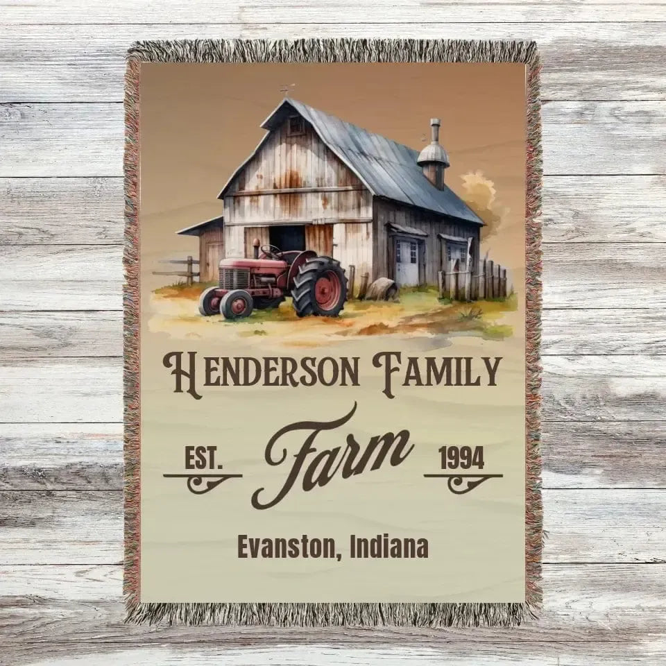 Custom Family Farm Woven Blanket