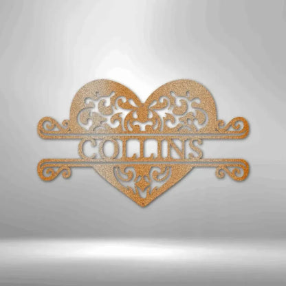 Custom Fancy Heart Metal Art Sign
