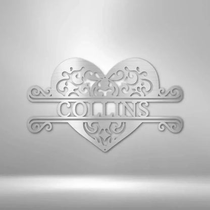 Custom Fancy Heart Metal Art Sign