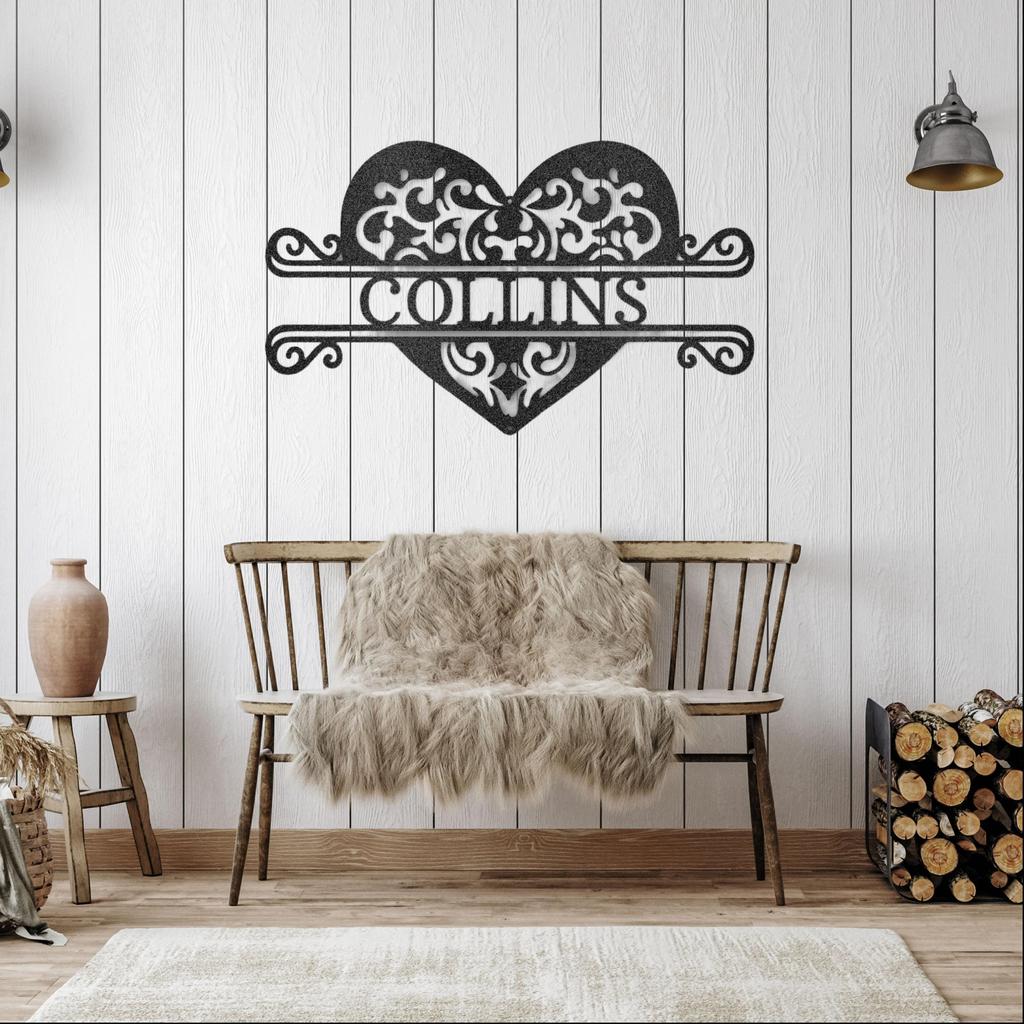 Custom Fancy Heart Metal Art Sign