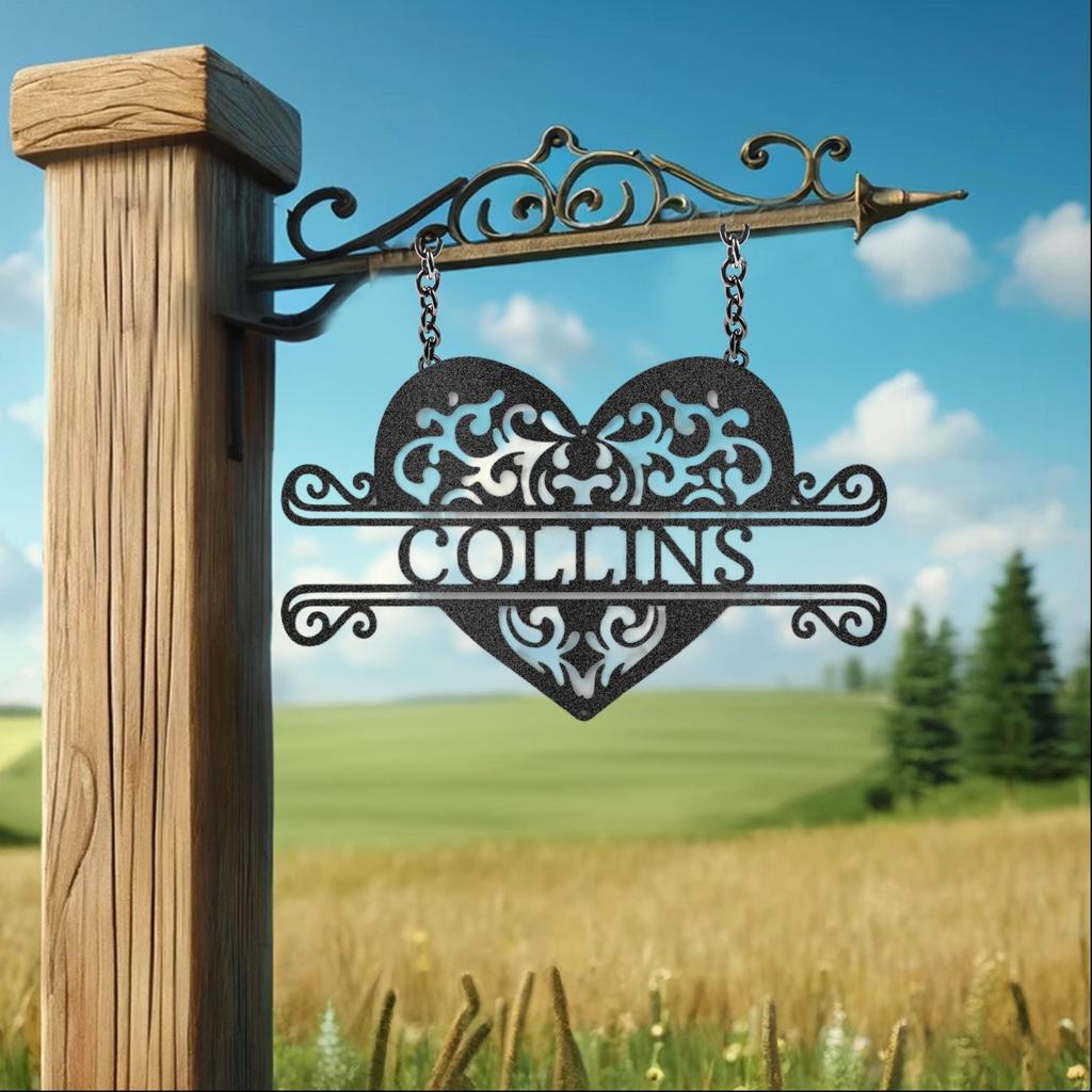 Custom Fancy Heart Metal Art Sign