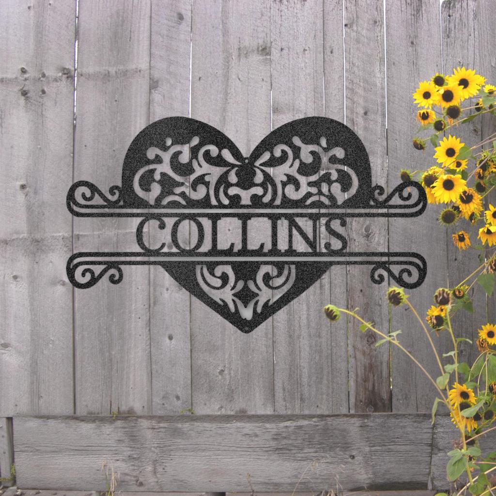 Custom Fancy Heart Metal Art Sign