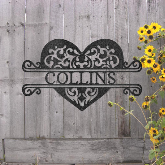 Custom Fancy Heart Metal Art Sign