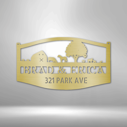 Custom Farm Scene Metal Art Sign