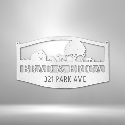 Custom Farm Scene Metal Art Sign