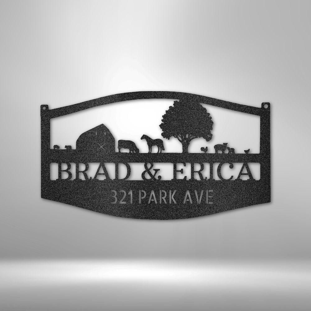 Custom Farm Scene Metal Art Sign