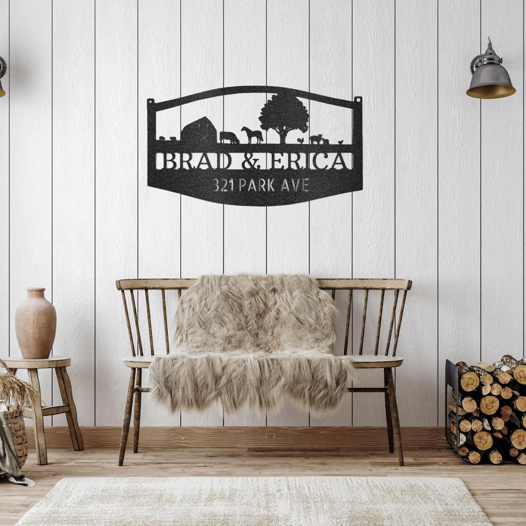 Custom Farm Scene Metal Art Sign