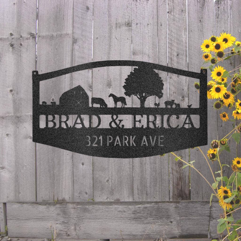 Custom Farm Scene Metal Art Sign
