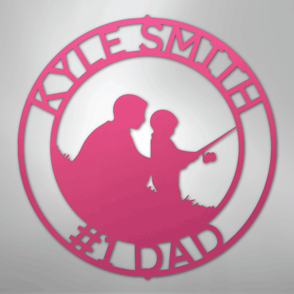 Custom Father and Son Fishing Metal Art Sign