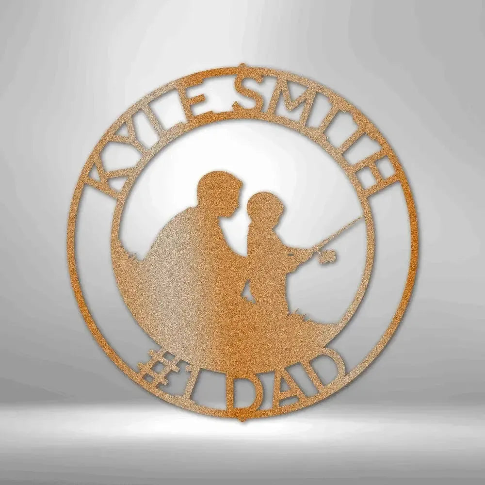 Custom Father and Son Fishing Metal Art Sign