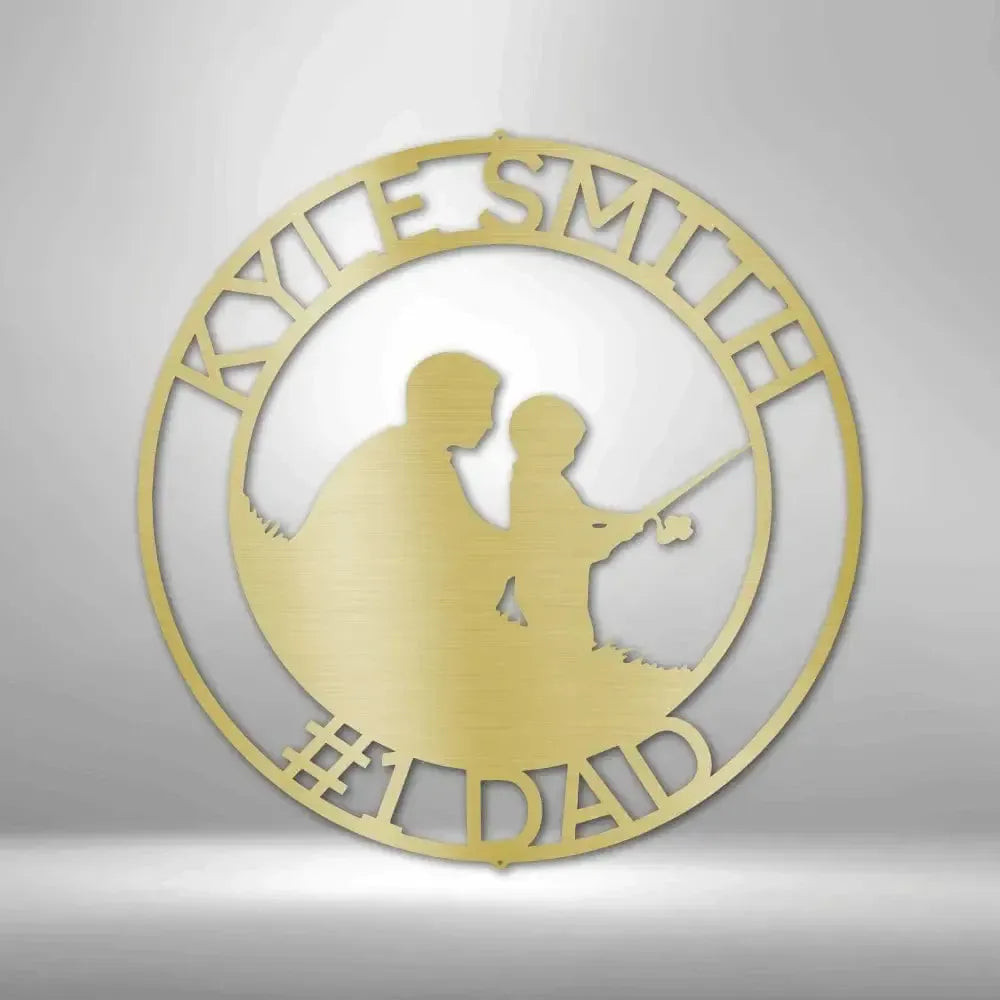 Custom Father and Son Fishing Metal Art Sign