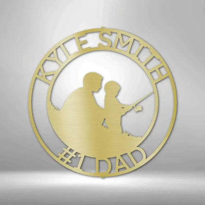 Custom Father and Son Fishing Metal Art Sign