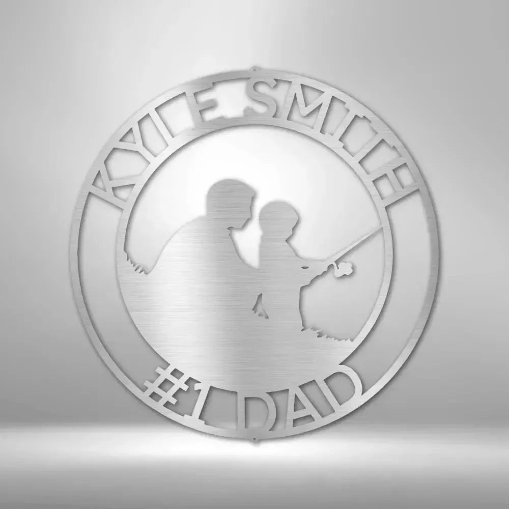 Custom Father and Son Fishing Metal Art Sign