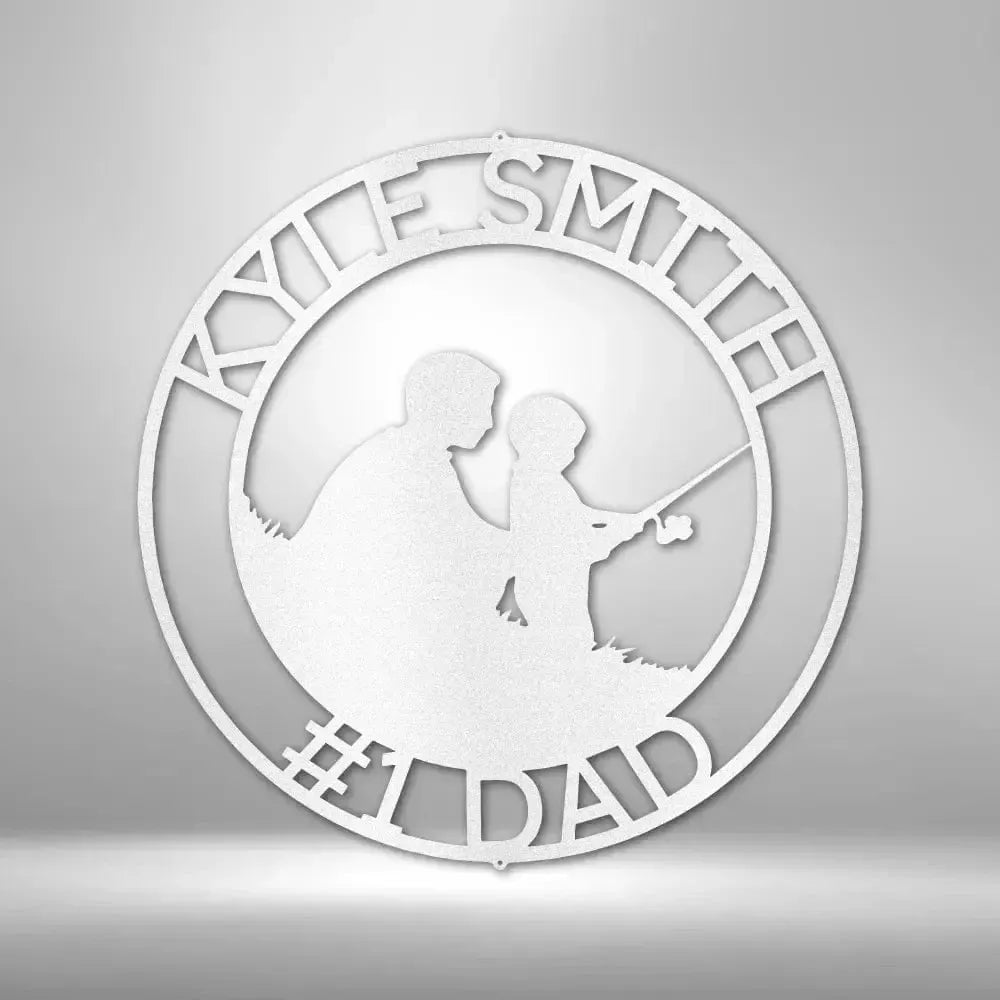 Custom Father and Son Fishing Metal Art Sign