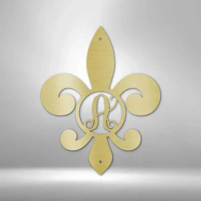 Custom Fleur De Lis Initial Metal Art Sign