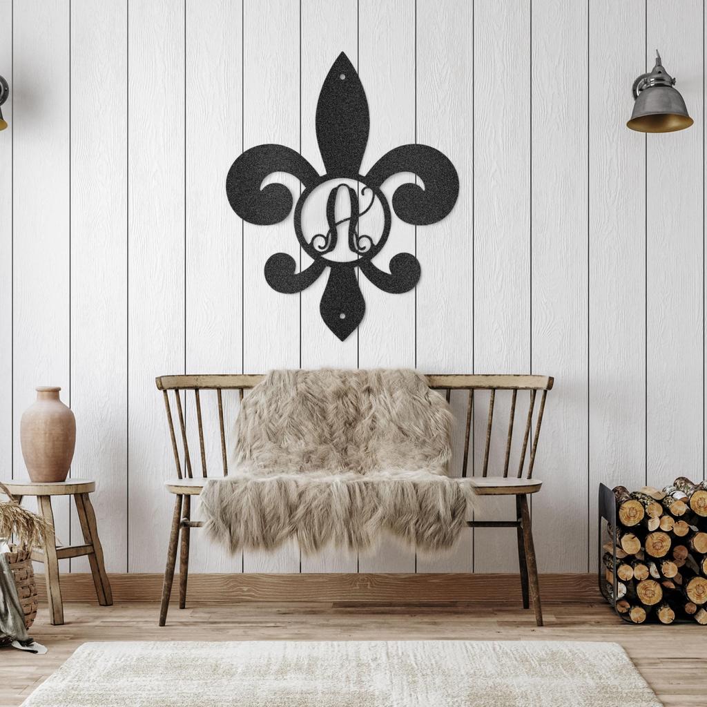 Custom Fleur De Lis Initial Metal Art Sign