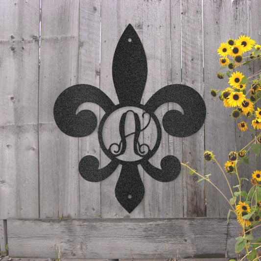 Custom Fleur De Lis Initial Metal Art Sign